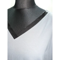 Bluzka kimono z dekoltem odszytym wężową skórką - szara